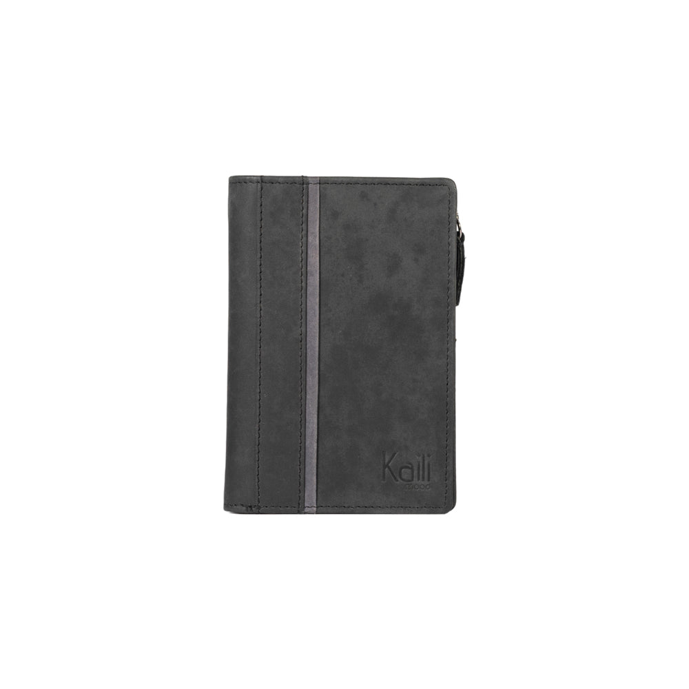 K12234AF | Women's Wallet in Genuine Full-Grain Naked Leather. Black. RFID Protection. Closed Dimensions: 9.5 x 14 x 3 cm. Packaging: Gift box with lid/bottom