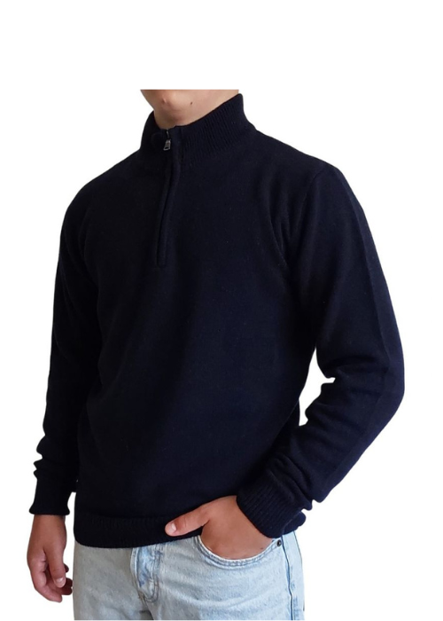 Men's Half Zip Regenerated Cashmere Sweater-0