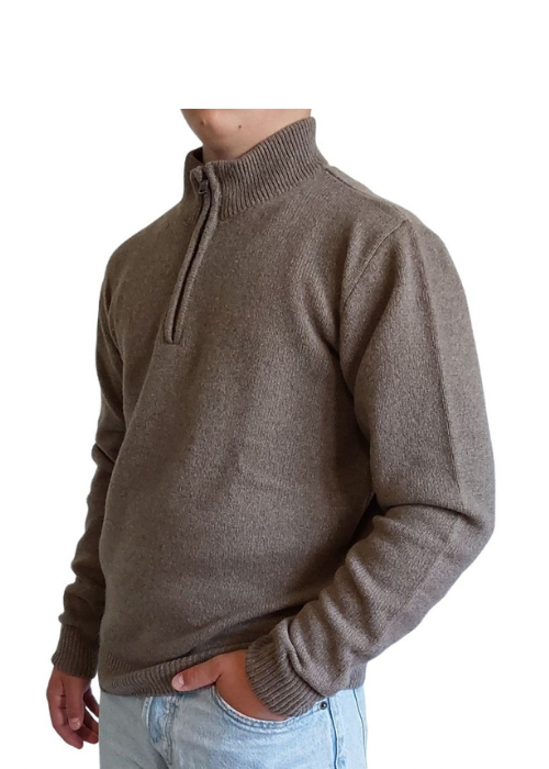 Men's Half Zip Regenerated Cashmere Sweater-3