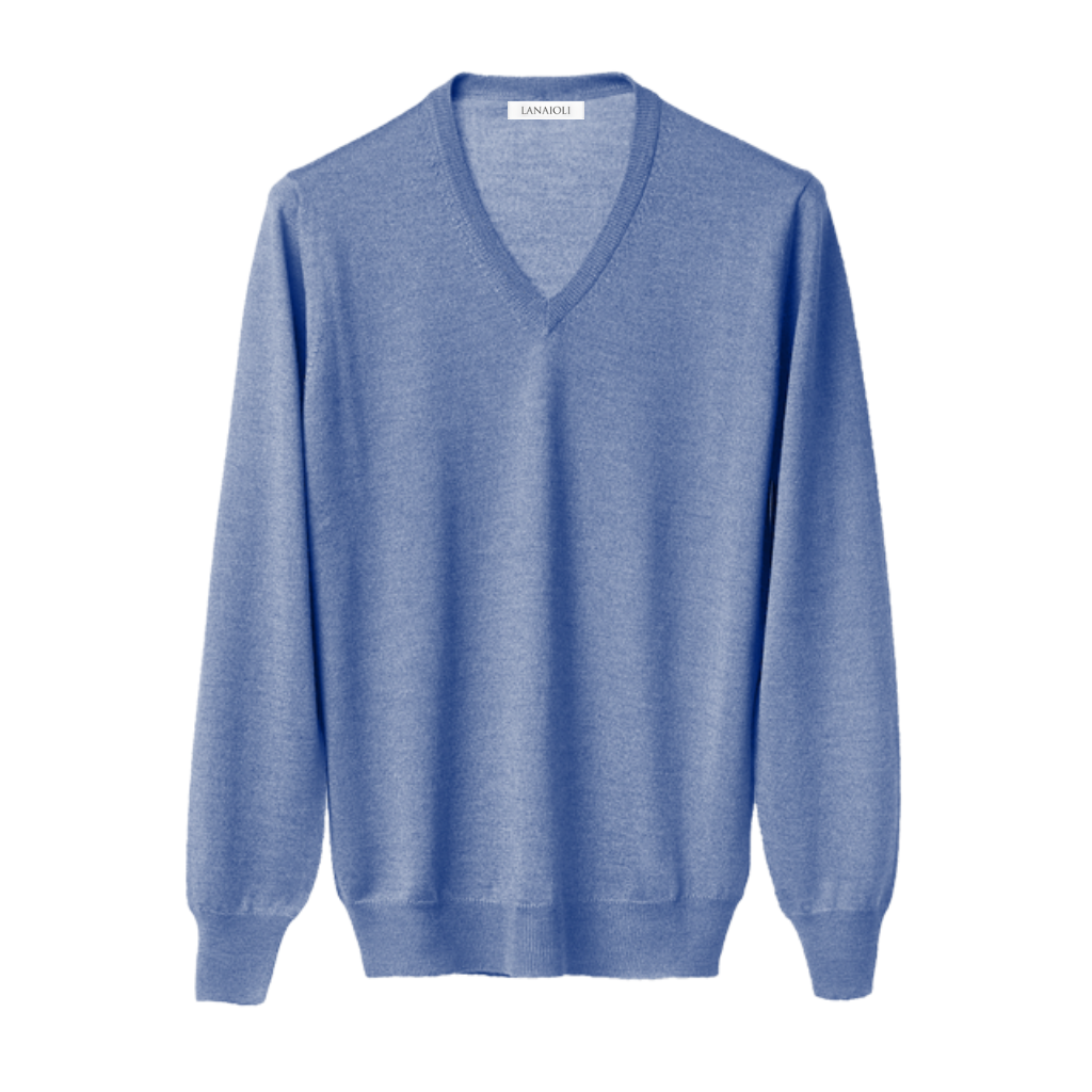 Men's V-neck sweater in Cashmere, Silk and Extrafine Merino Wool blend-8