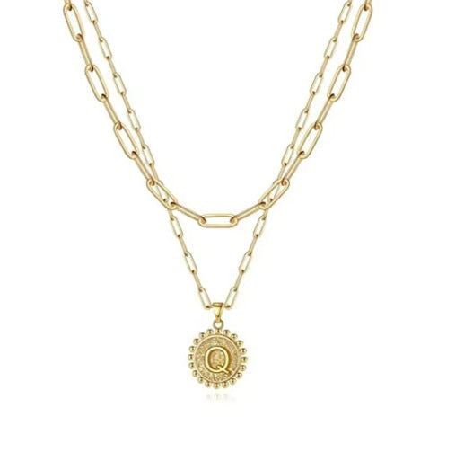 Letter Accessories Double-layer Round Zinc Alloy Necklace