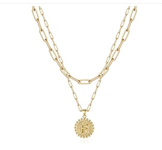 Letter Accessories Double-layer Round Zinc Alloy Necklace