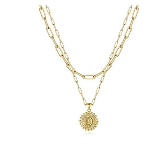 Letter Accessories Double-layer Round Zinc Alloy Necklace