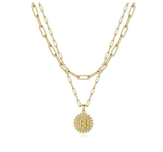 Letter Accessories Double-layer Round Zinc Alloy Necklace