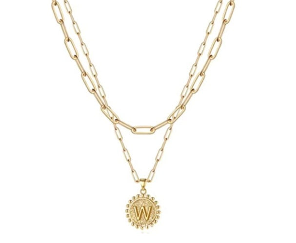 Letter Accessories Double-layer Round Zinc Alloy Necklace