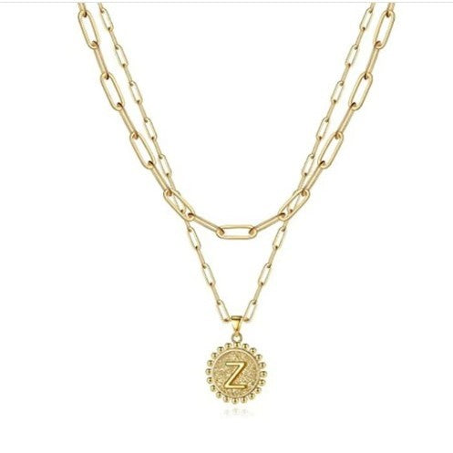 Letter Accessories Double-layer Round Zinc Alloy Necklace