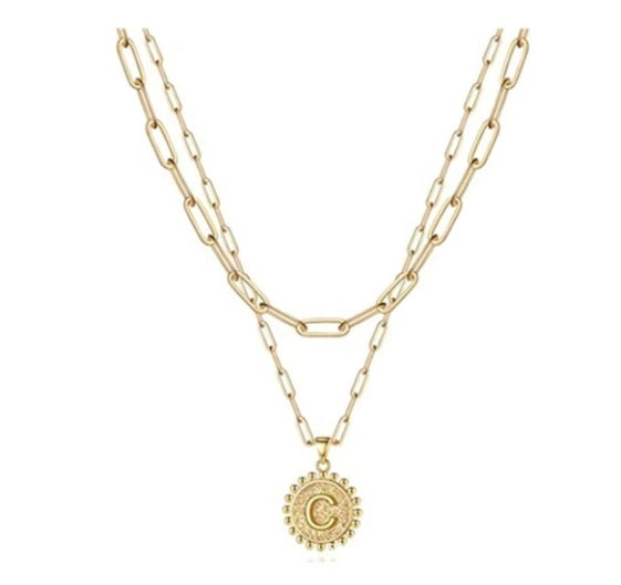 Letter Accessories Double-layer Round Zinc Alloy Necklace