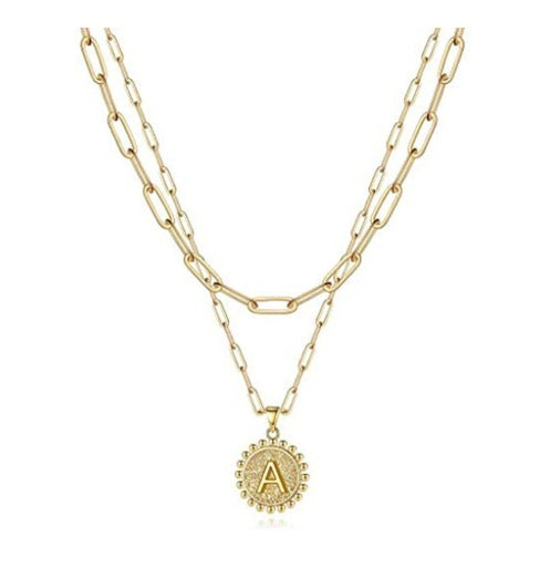Letter Accessories Double-layer Round Zinc Alloy Necklace