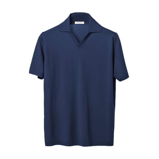 Men's Short Sleeved Polo Shirt Pure Extrafine Merino Wool-0