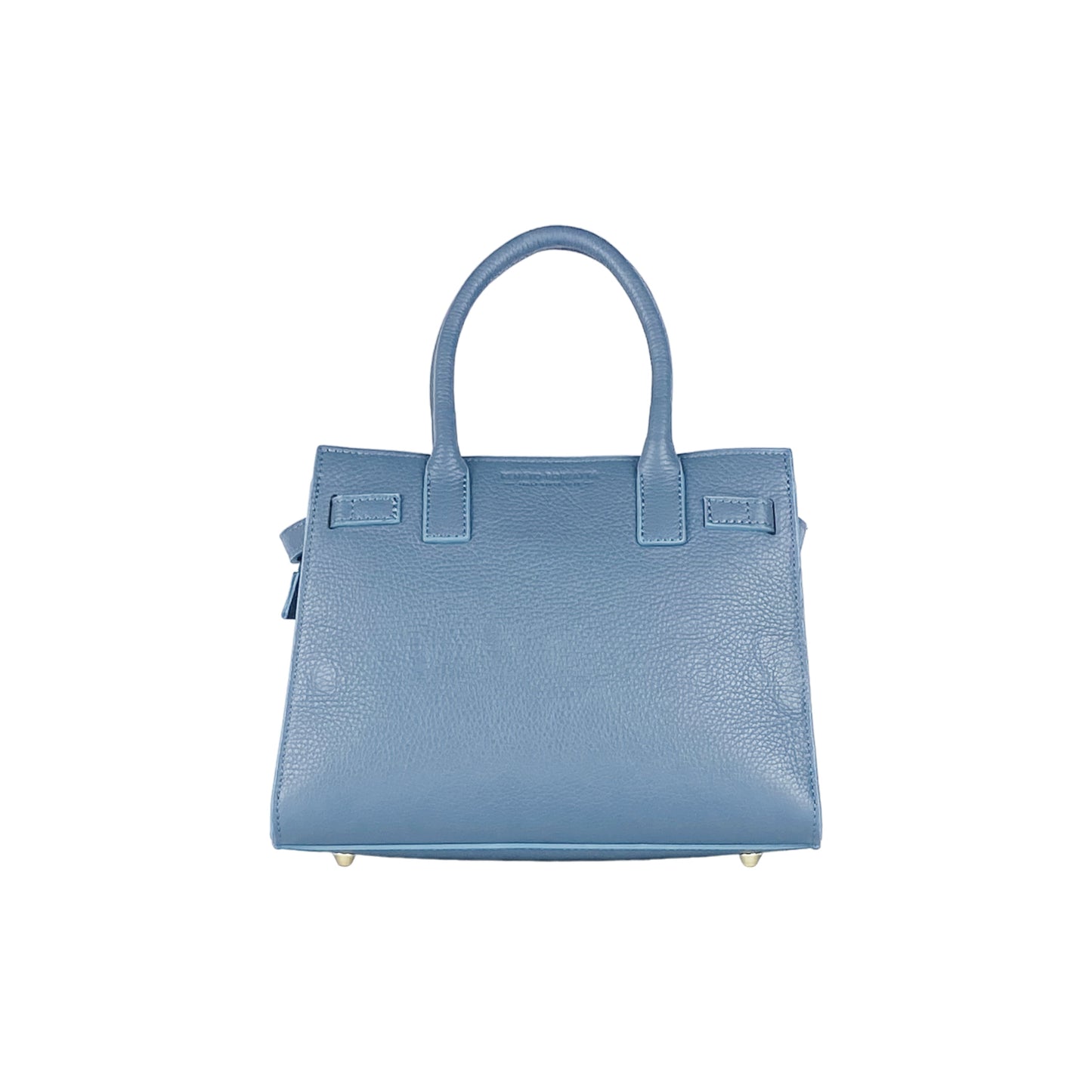 RB1016P | Women's Genuine Leather Handbag Made in Italy with Removable Shoulder Strap. Attachments with Shiny Gold Metal Snap Hooks - Color: Air Force Blue - Dimensions: 28 x 20 x 14 + 12.5 cm