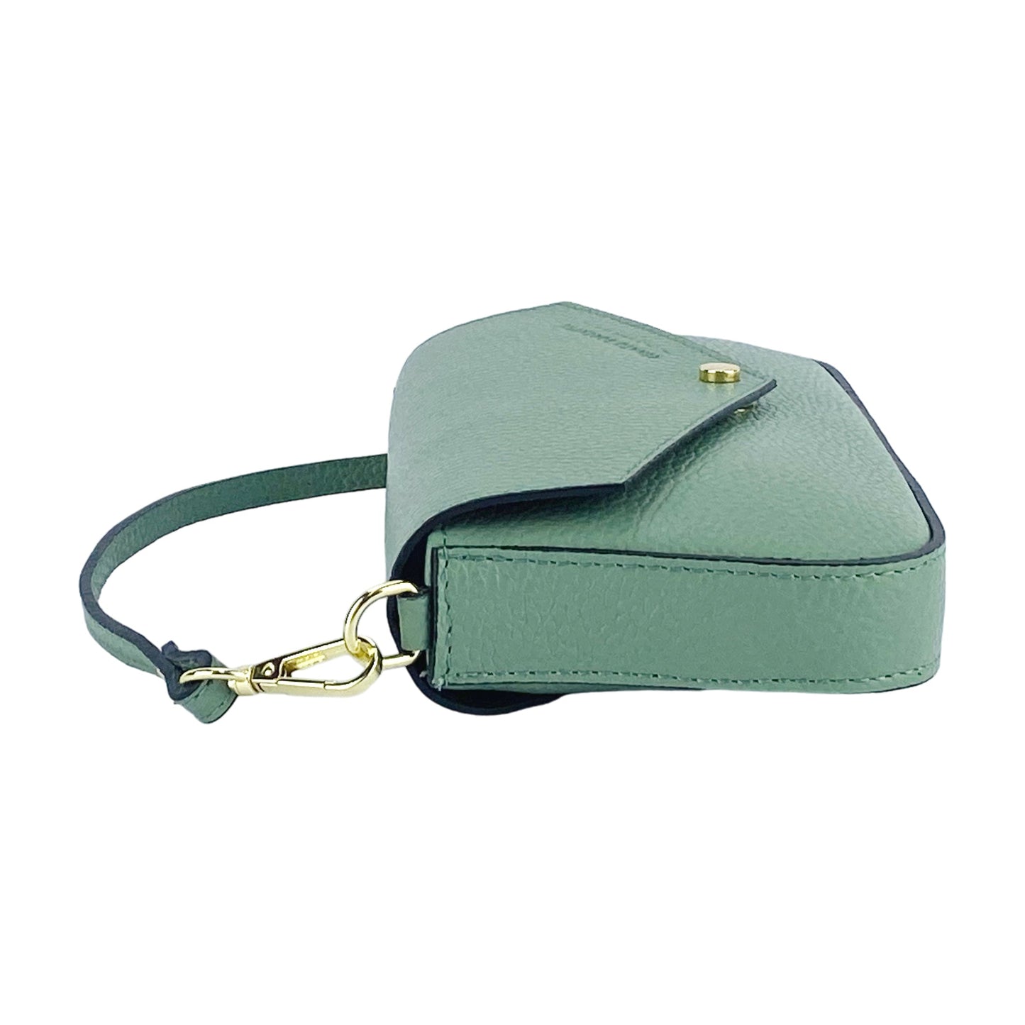 RB1023BF | Borsa piccola a Spalla con Tracolla a catena removibile in Vera Pelle Made in Italy. Pattina di Chiusura. Accessori in metallo Oro Lucido - Colore Menta - Dimensioni: cm 22 x 12 x 3