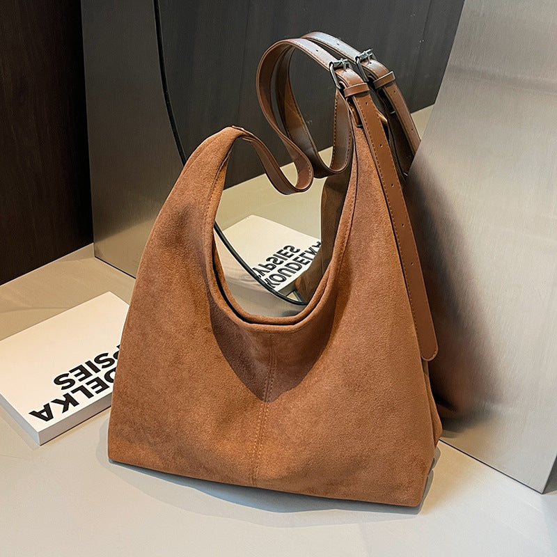 Autumn And Winter New Suede Bucket Bag Large Capacity Shoulder Underarm Tote Bag