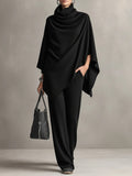 Womens Cloak Top And Wide-leg Pants Two-piece Set