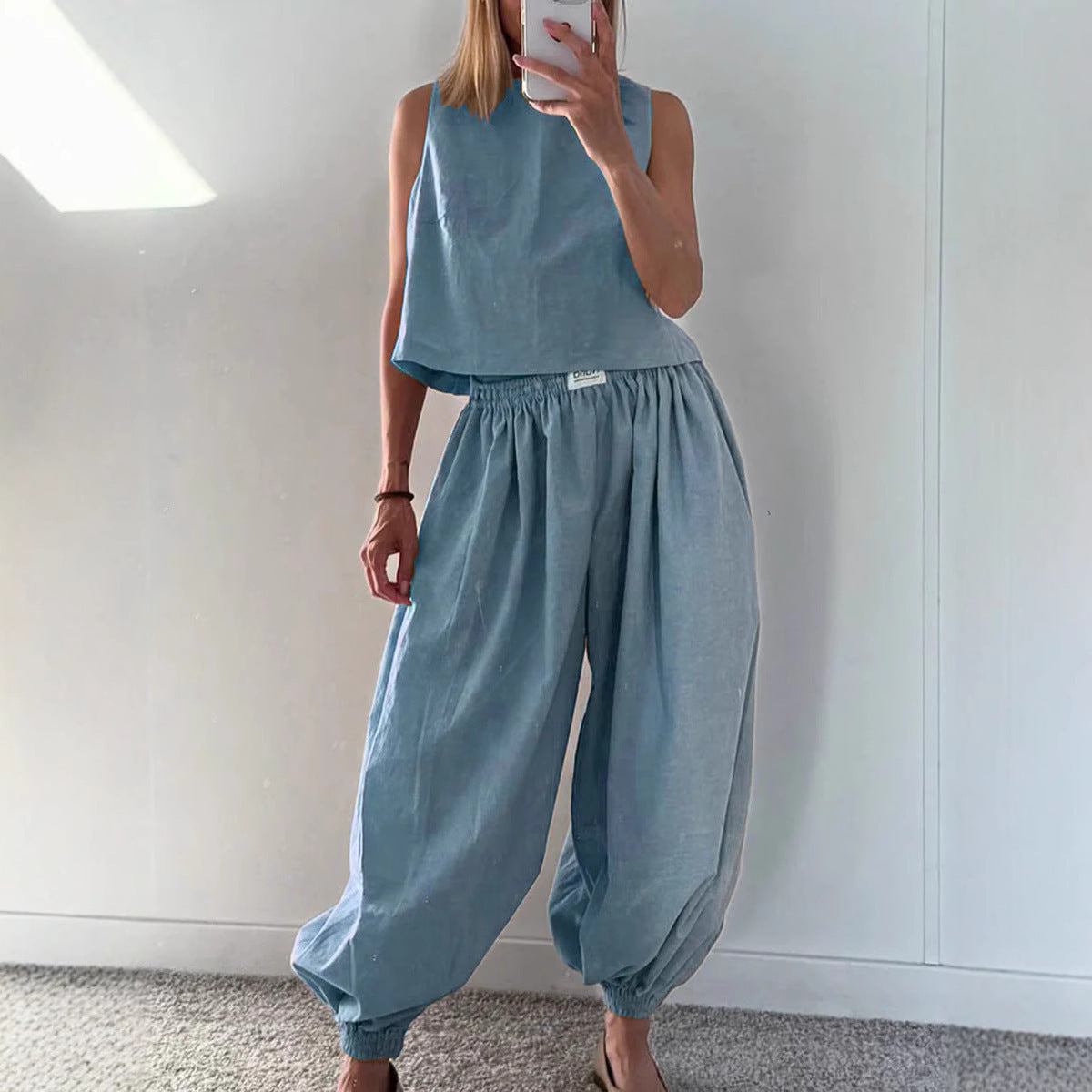 Sleeveless Top Loose Trousers Women's Suit