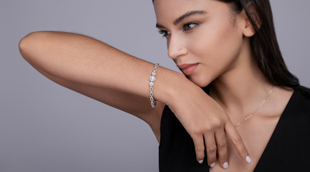 1-carat Luxury And Fashionable Light Luxury Trend Jewelry Silver Bracelet Set With Top-quality Moissanite, S925 Silver Electroplated Platinum