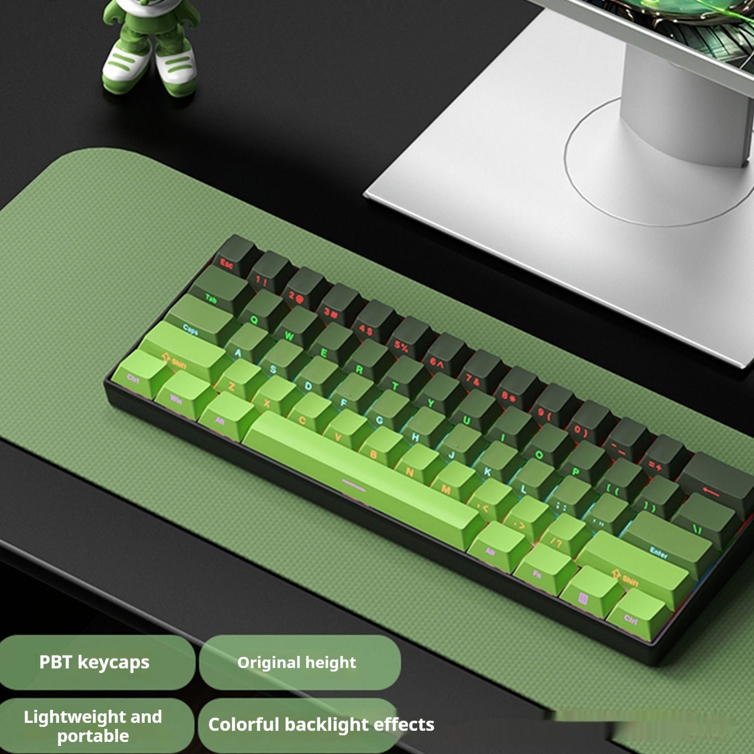 61-key Mixed Light Wired Green Red Axis Keyboard