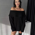 New Sexy Hot Girl Long Sleeve Loose Sweater For Women