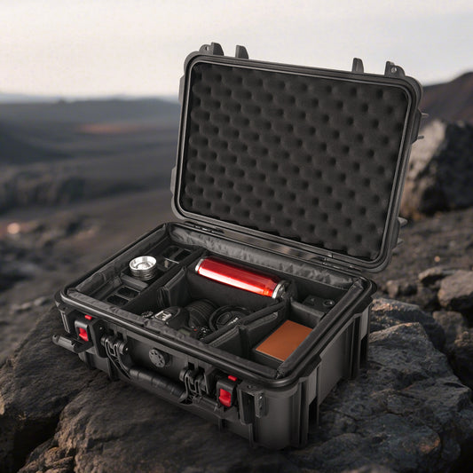 Waterproof Hard Case With Lid Storage Box And Dividers - Black Plastic Precision Instrument Case