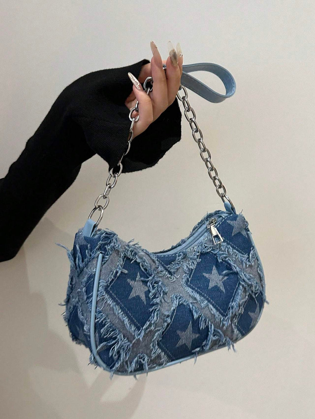 Fashionable And Stylish Design, Casual Personality, Gradient Star Denim Chain, Crossbody Shoulder Small Square Women's Bag