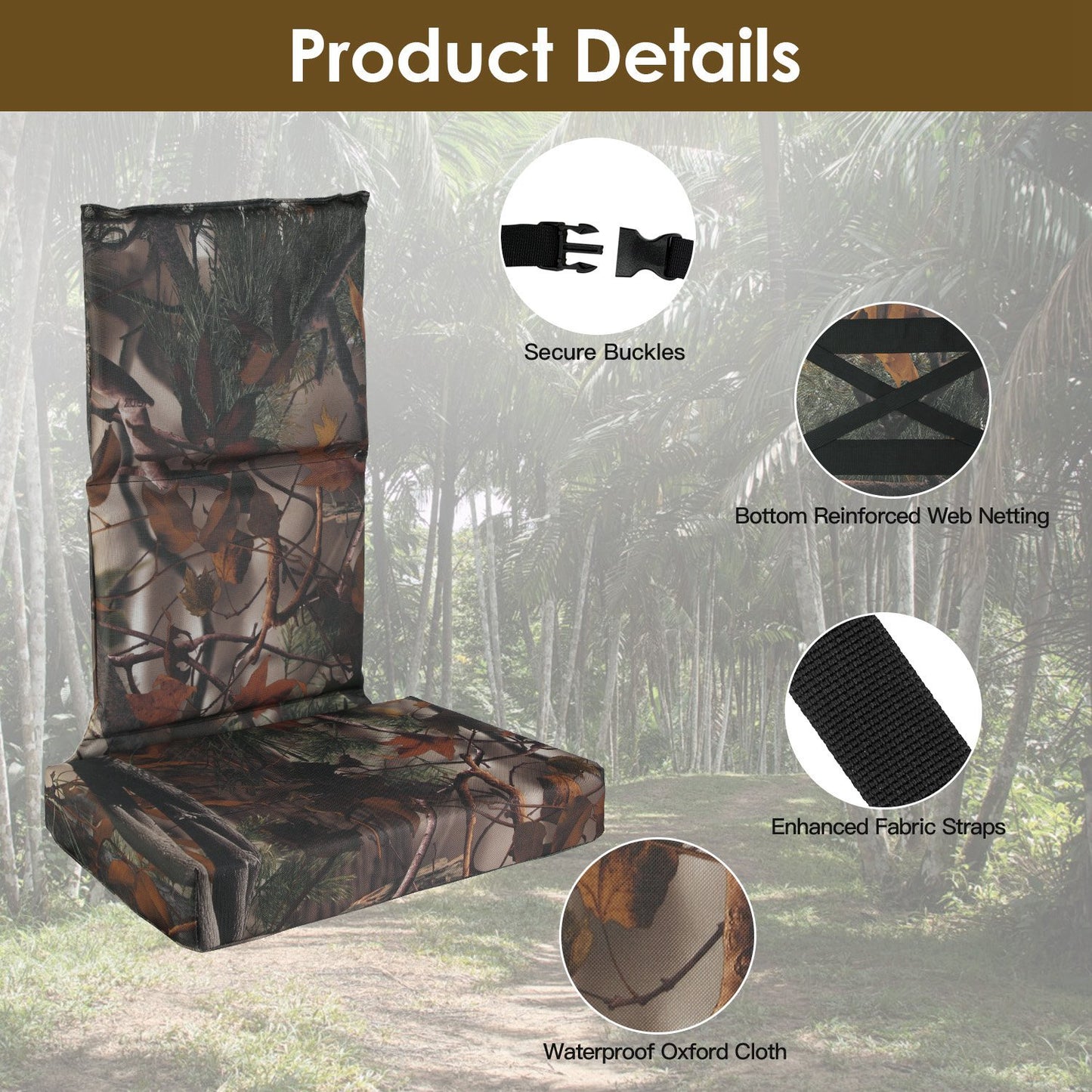 1Pc Foldable Tree Stand Seat Replacement Camouflage Waterproof Oxford Cloth Hunting Treestand Seat Cushion For Hunting Climber Deer Ladder