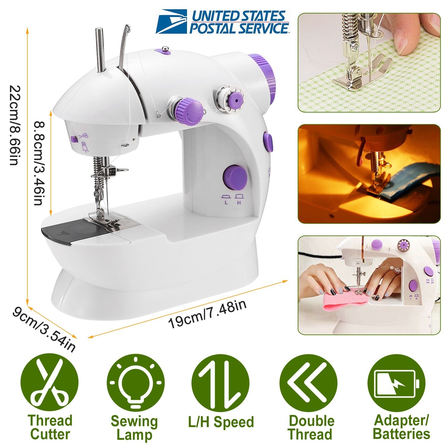 1Pc Electric Sewing Machine Portable 2 Speed Overlock Foot With Foot Pedal LED Light