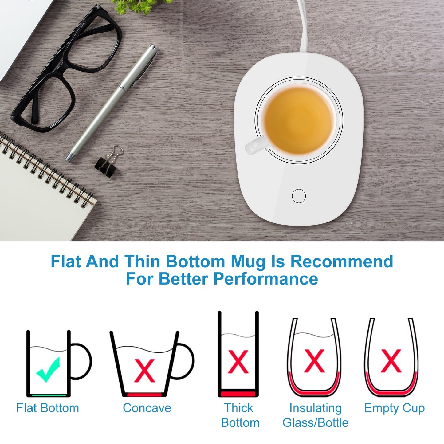 1Pc Coffee Mug Warmer Cup Warmer Auto Shut Off Coffee Tea Milk Electric Heater Pad Office Home Desk Electric Beverage Warmer Mat