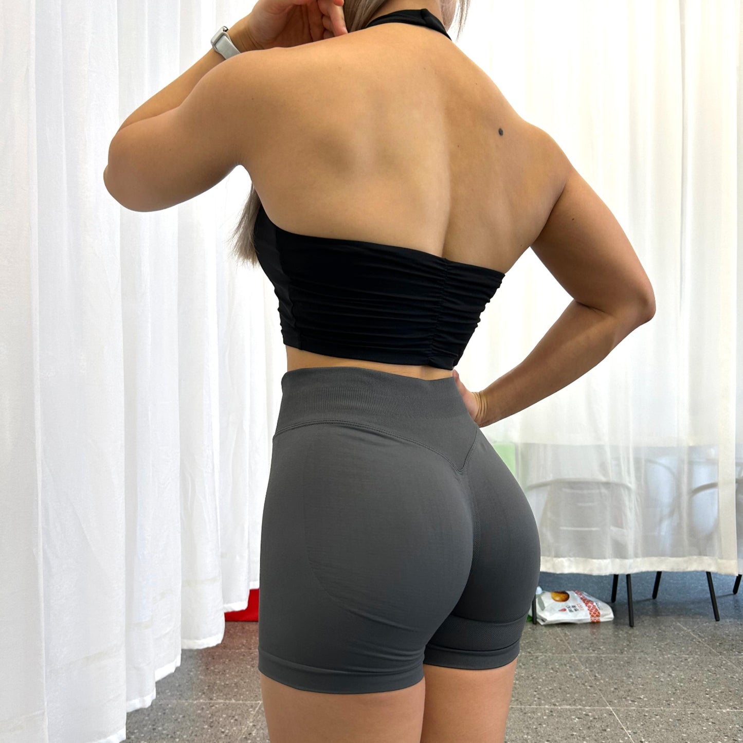 Solid-color High-waisted Three-inch Shorts Athletic Shorts