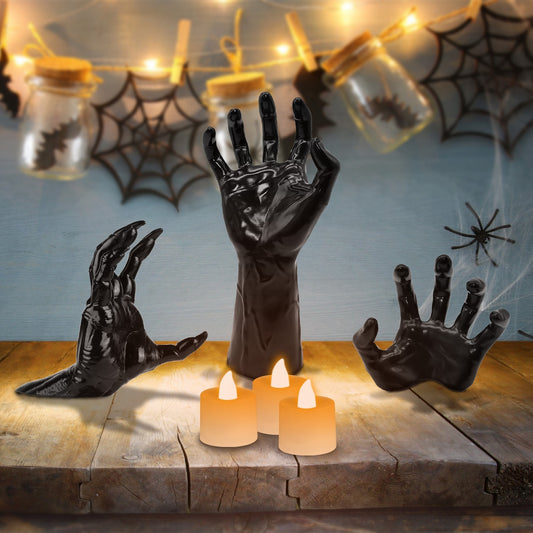 3Pcs Creepy Reaching Hands With Lighted Candles Wall Mounted Halloween Decoration Witch Devil Hand Aesthetic Goth Gothic Life Sized Horror Hands Hanging Sculpture