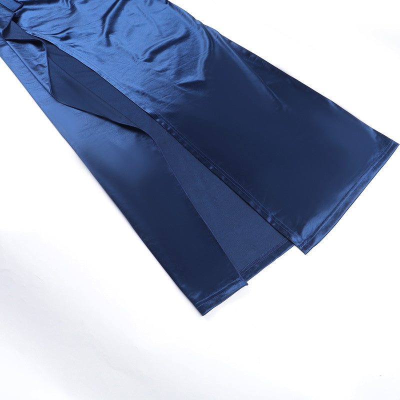 YL24531 Satin Sexy Slit Camisole Gown Dress Women