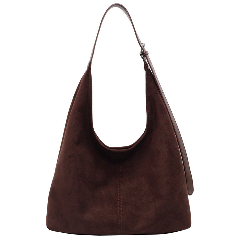 Autumn And Winter New Suede Bucket Bag Large Capacity Shoulder Underarm Tote Bag