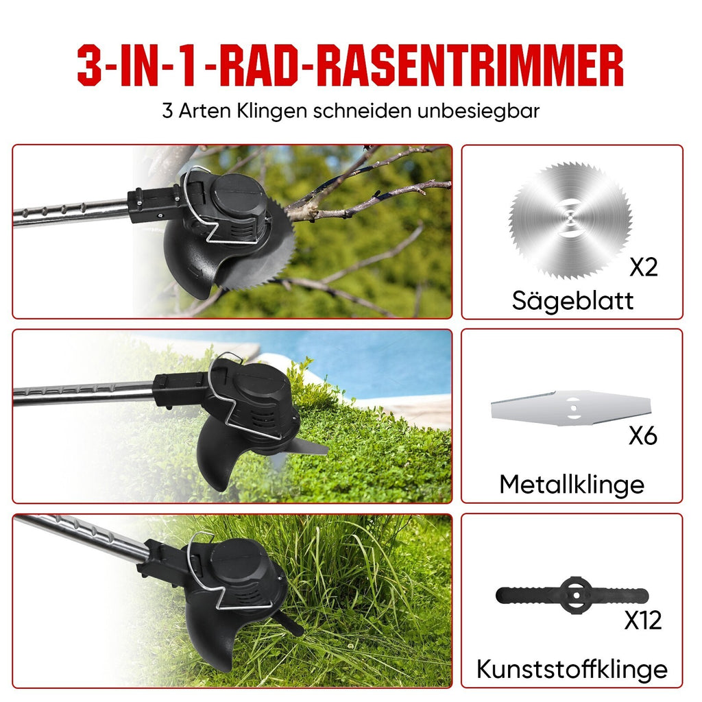 800W Cordless Grass Trimmer With 2 Batteries  Charger Electric Brush Cutter