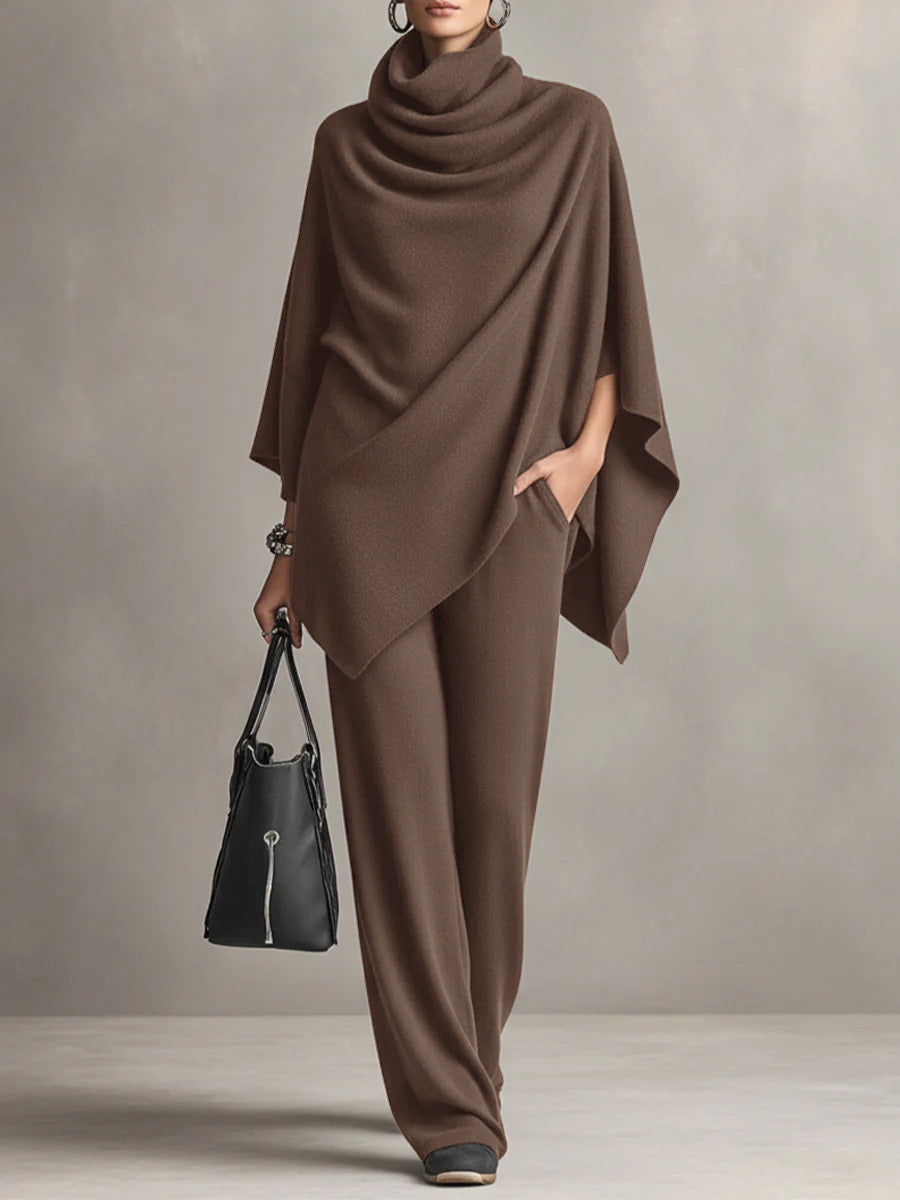 Womens Cloak Top And Wide-leg Pants Two-piece Set