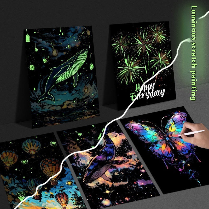 A4 Luminous Scraping Painting Colorful Scratch Paper Picture Book