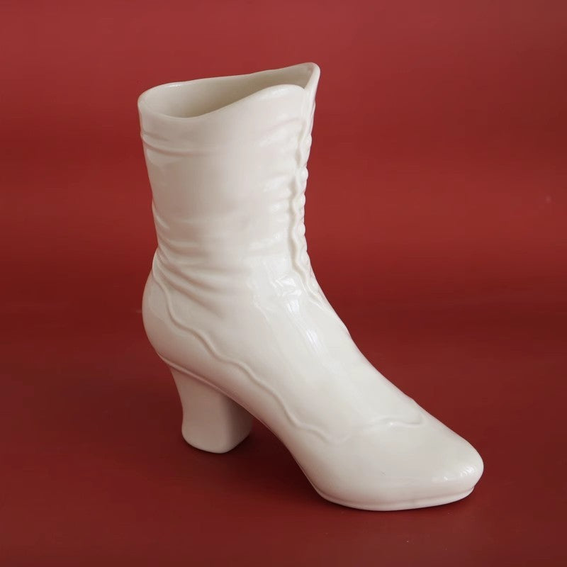 Creative High Heels Baby's Shoes Vessel Shapes Cream