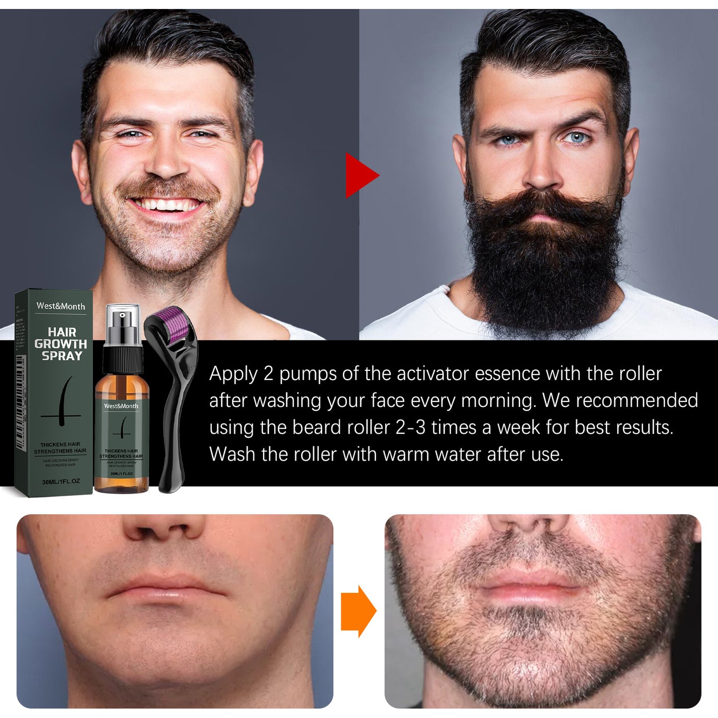 Moustache Spray Set Moisturizing Spray Facial Hair Treatment Boosting Beard Growth Thickening Liquid