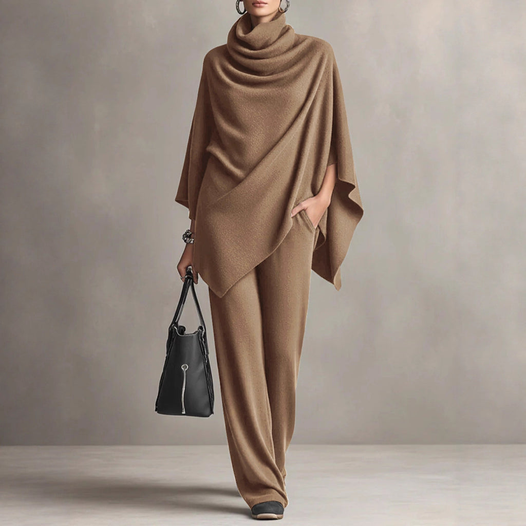 Womens Cloak Top And Wide-leg Pants Two-piece Set
