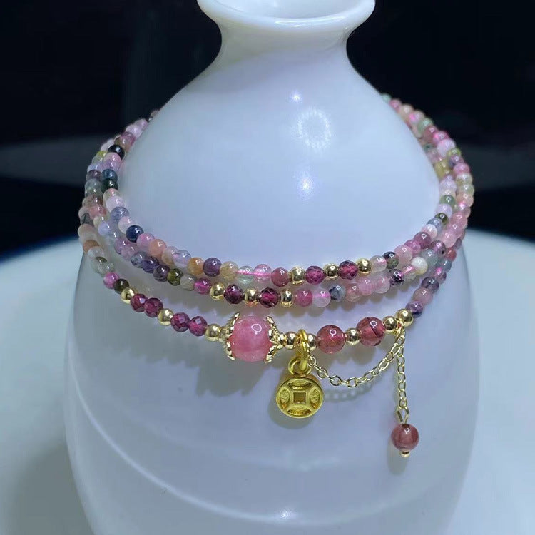Gem Rainbow Stone Three-ring Bracelet Bracelet