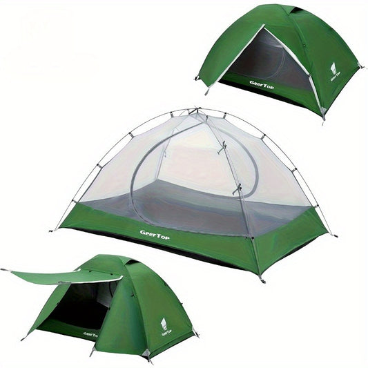 Green Ultralight Backpacking Tent 2 Person Waterproof Camping Tent 2 Person Double Layer Outdoor Simple Pitch Tent Suitable For Family Camping, Hiking Hunting Mountaineering Travel