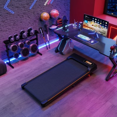 Folding Under Desk Walking Pad Treadmill With Adjustable Incline, 1-6 Km H Low Noise For Home  Office, LED Display, Magnetic Remote Control, Transport Wheels  Plug, Black.