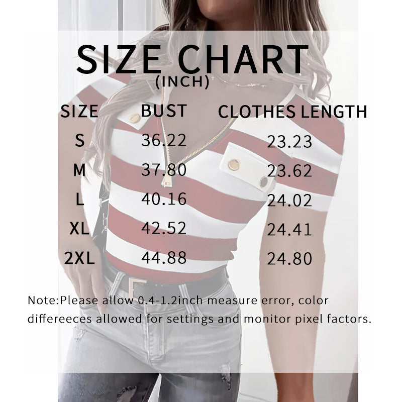 Women's Color Block Short Sleeve T-Shirt Striped Zipper Front Top Casual Summer Blouse Tee