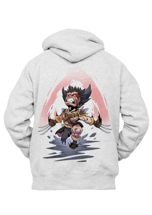 Felpa con Cappuccio Retro Bianca Wolverine Logan X-Men